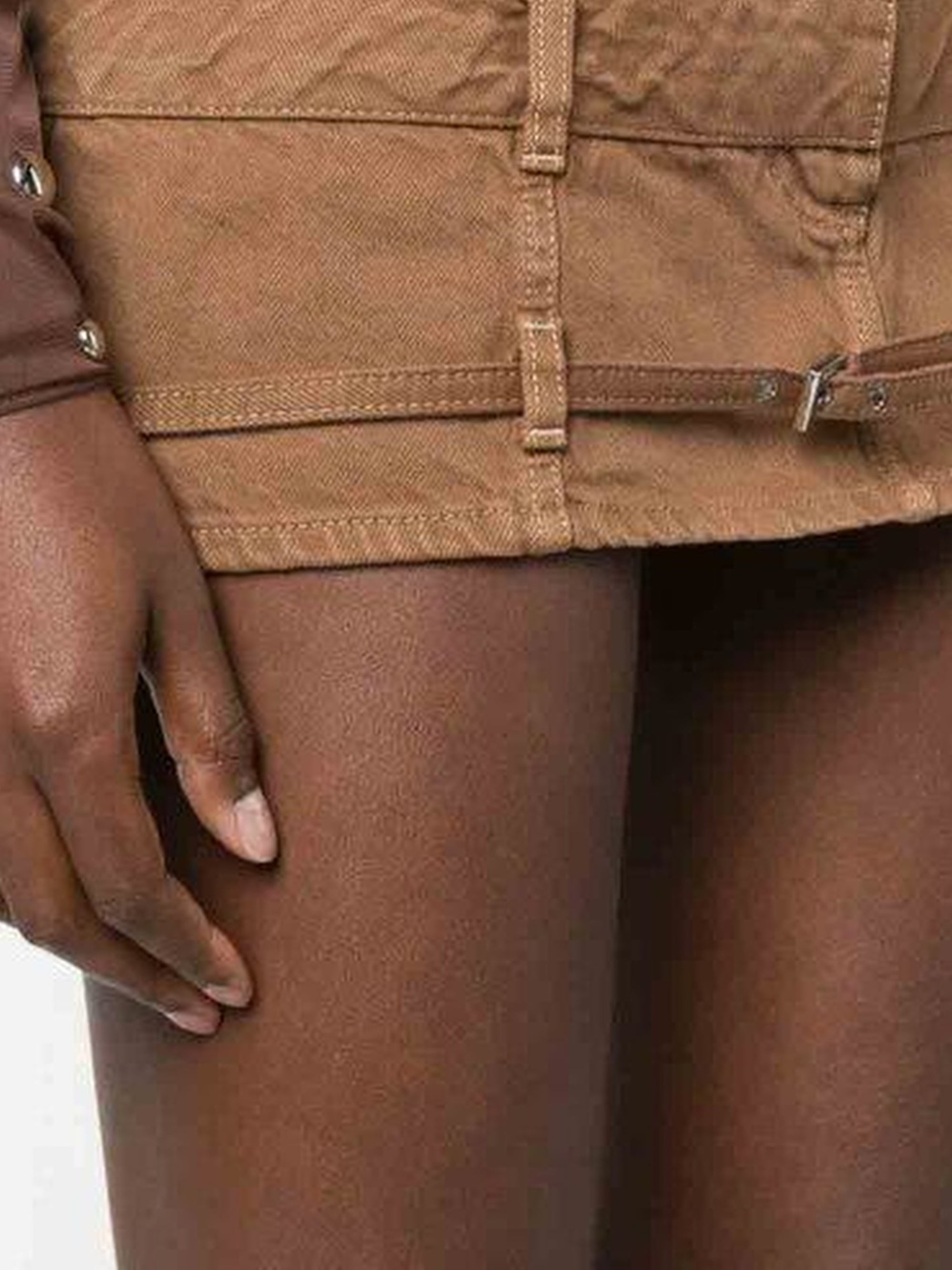 The De Nîmes Criollo Mini Skirt - Camel & Beige