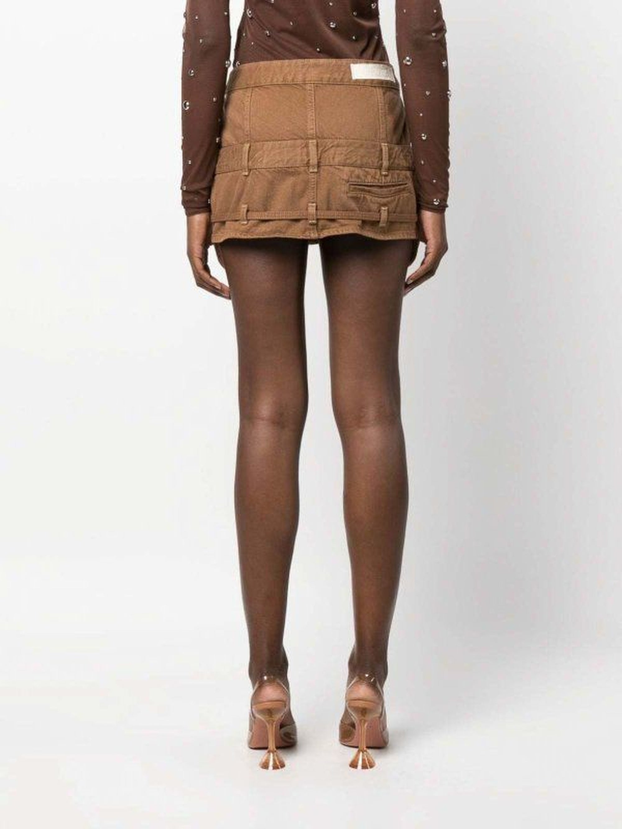 The De Nîmes Criollo Mini Skirt - Camel & Beige