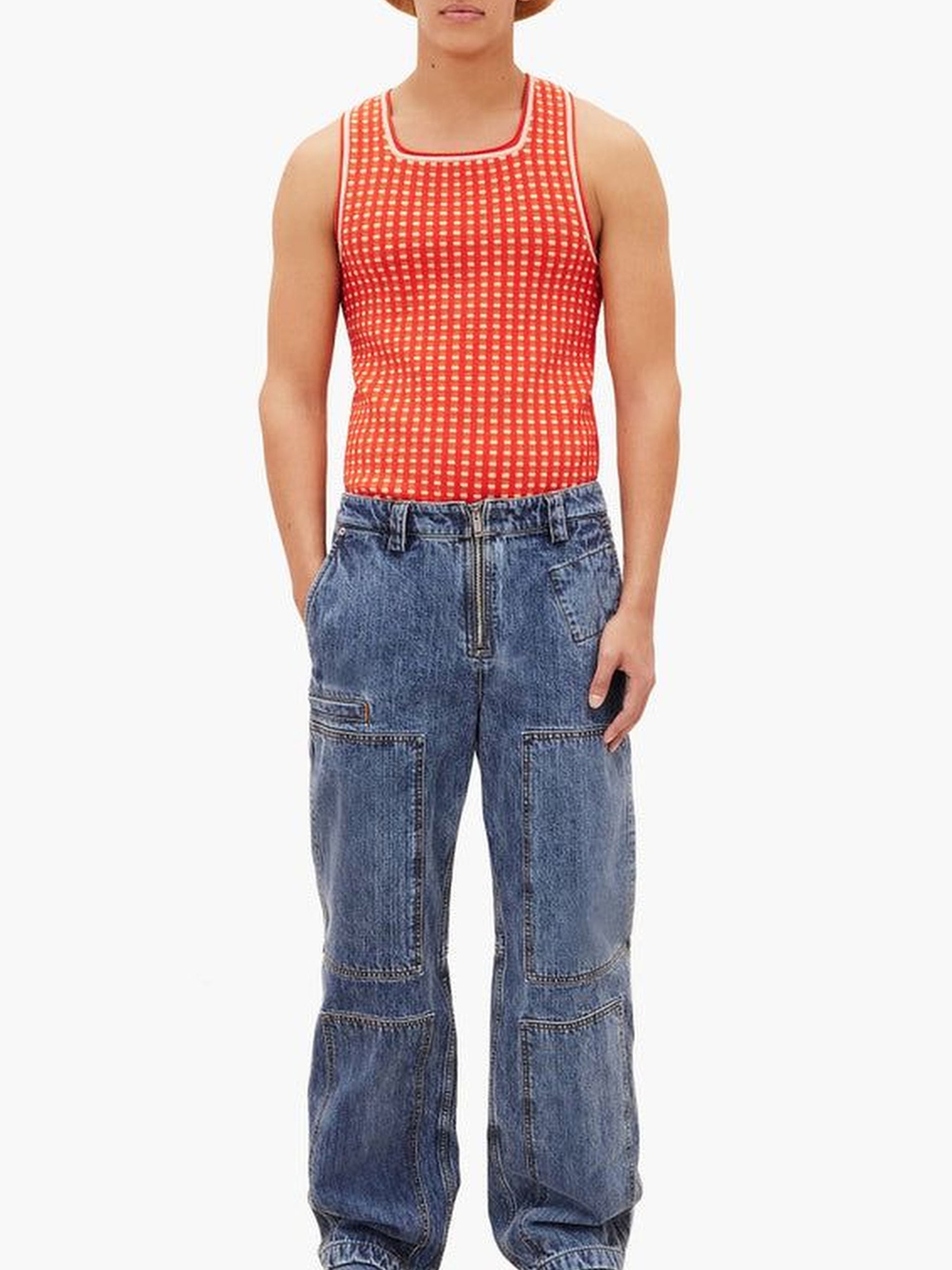 Pantalon De-Nimes Cargo en denim - Blue & Tabac