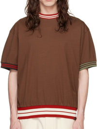 T-shirt Joga à bords côtes rayés dépareillés - Brown