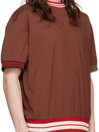 T-shirt Joga à bords côtes rayés dépareillés - Brown