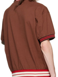 T-shirt Joga à bords côtes rayés dépareillés - Brown