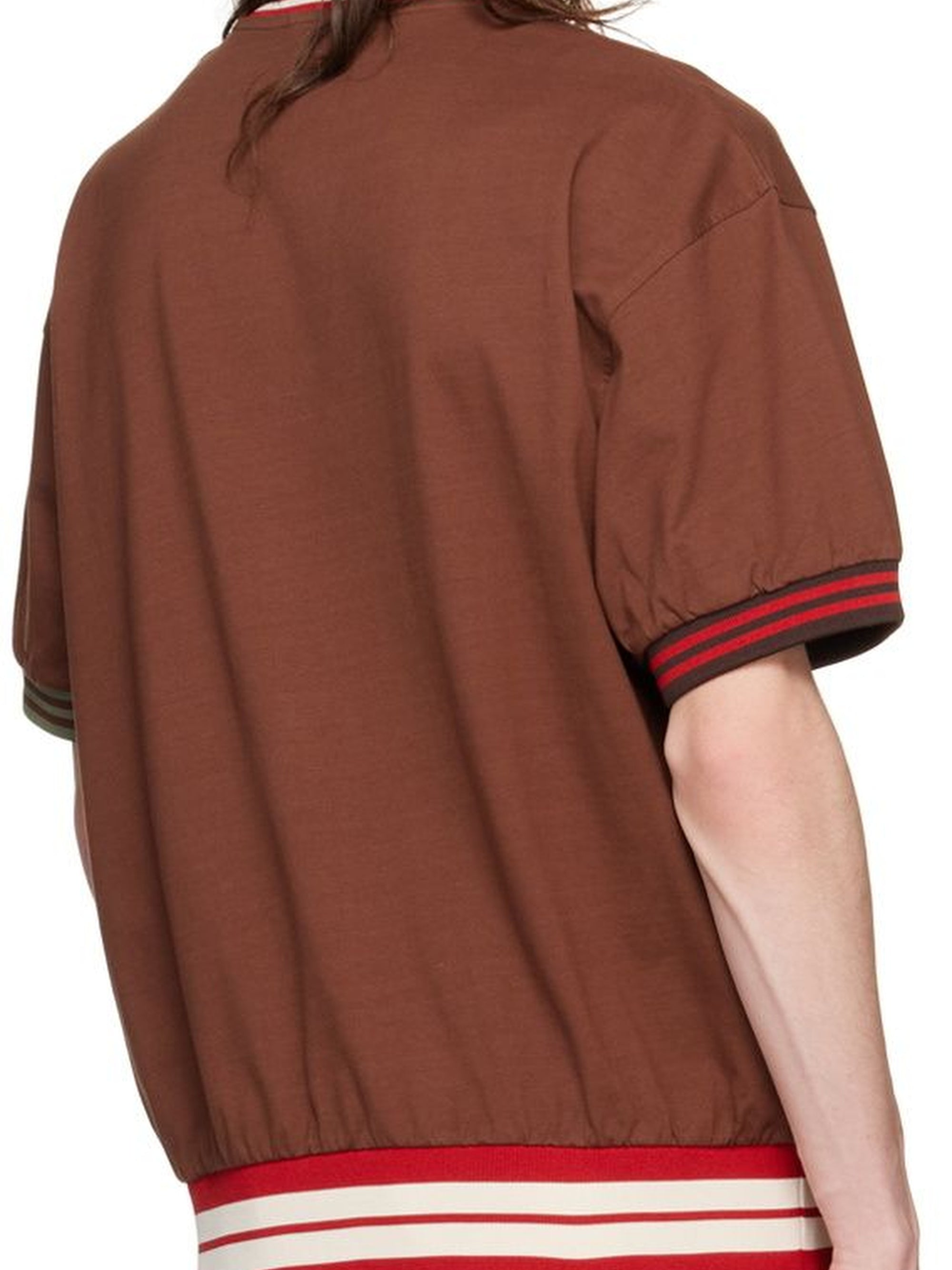 T-shirt Joga à bords côtes rayés dépareillés - Brown
