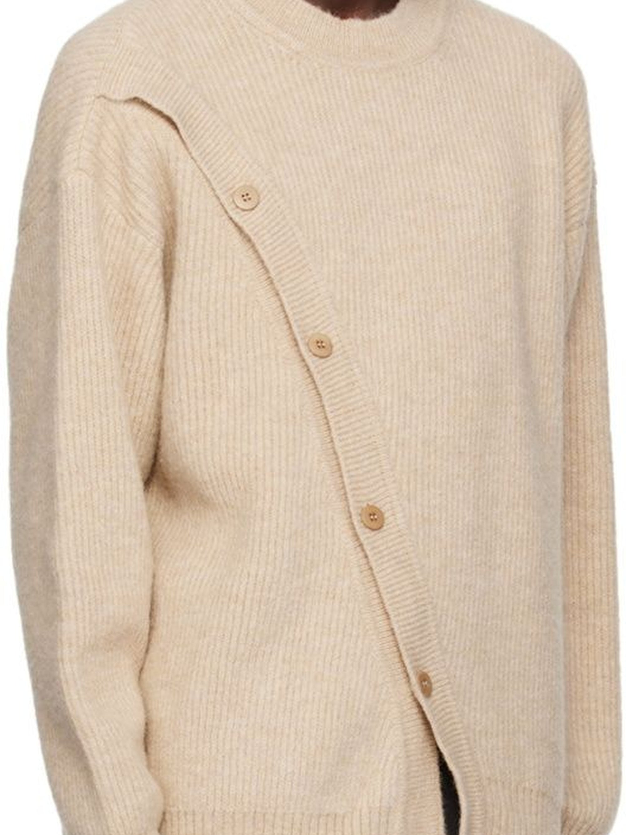 Cardigan Pau oversize à boutonnage asymétrique - Dark Beige