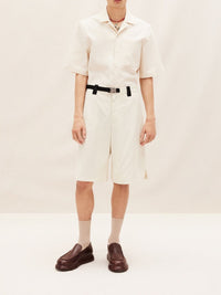 Short Meio ample à cordon en laine mélangée - Beige