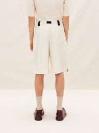 Short Meio ample à cordon en laine mélangée - Beige