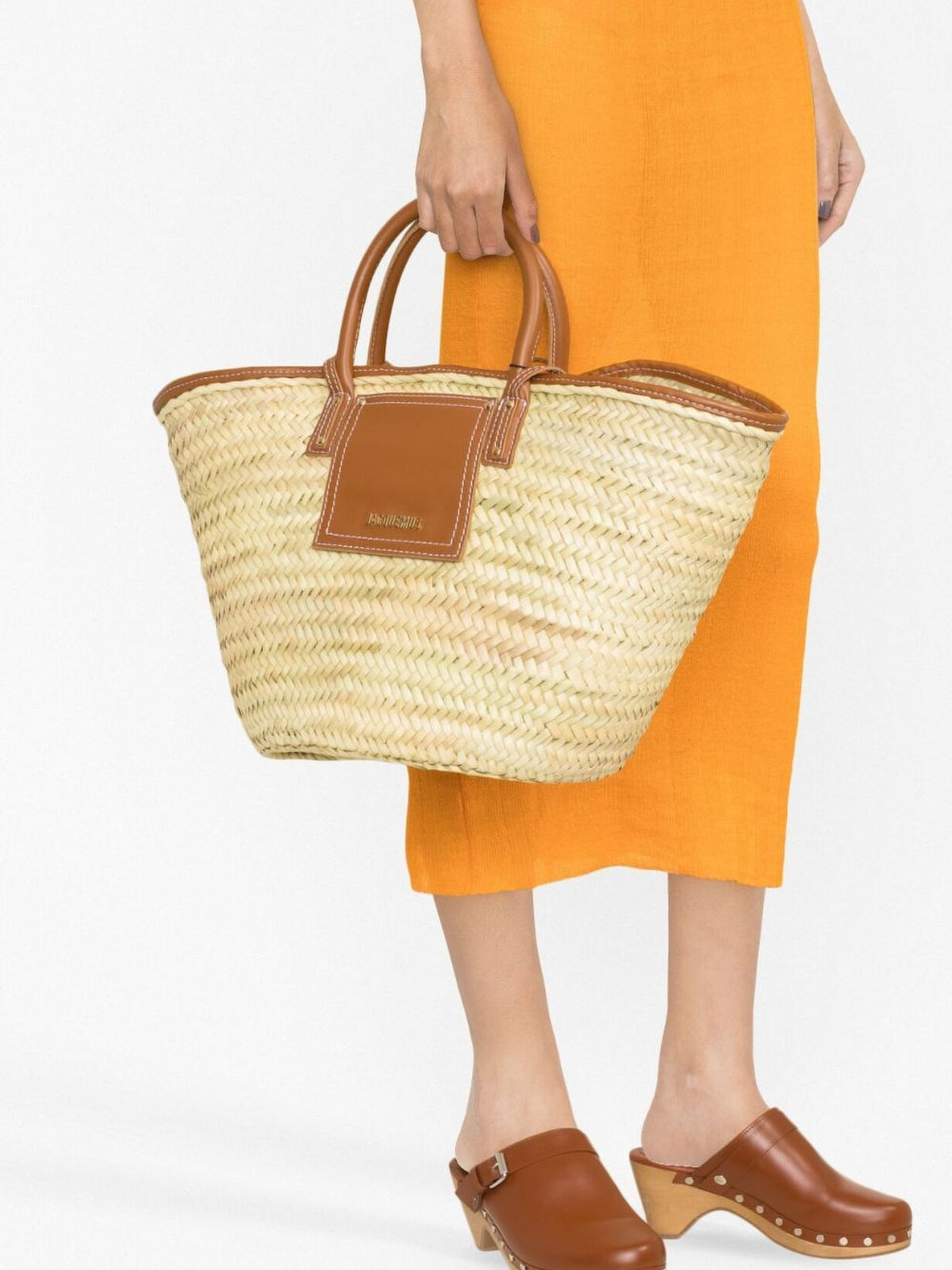 Sac Panier Soli en palmier et cuir - Light Brown
