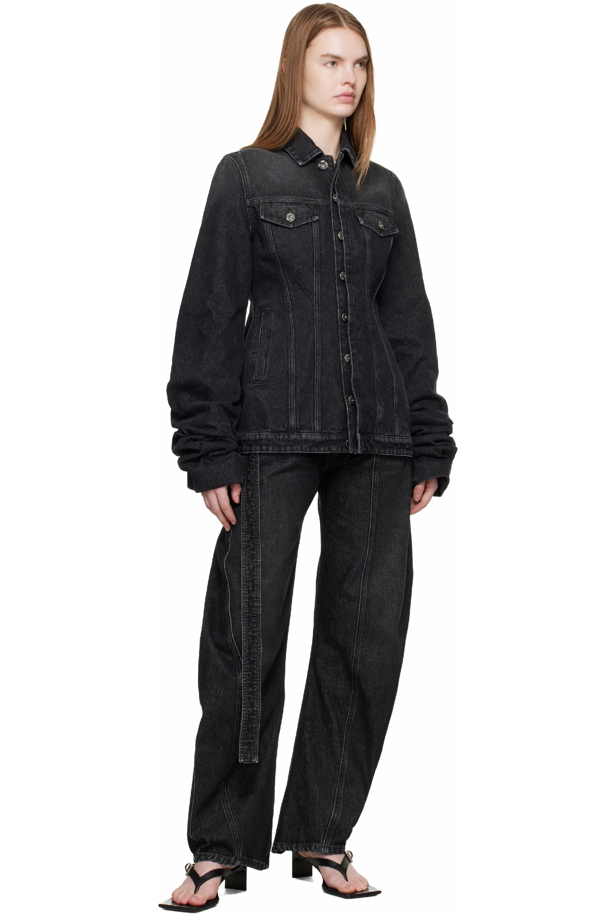 Fitted Jacket With Oversized Sleeves - Vintageblack