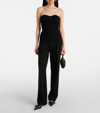 Stretch Merino Wool Ribbed Corset - Black