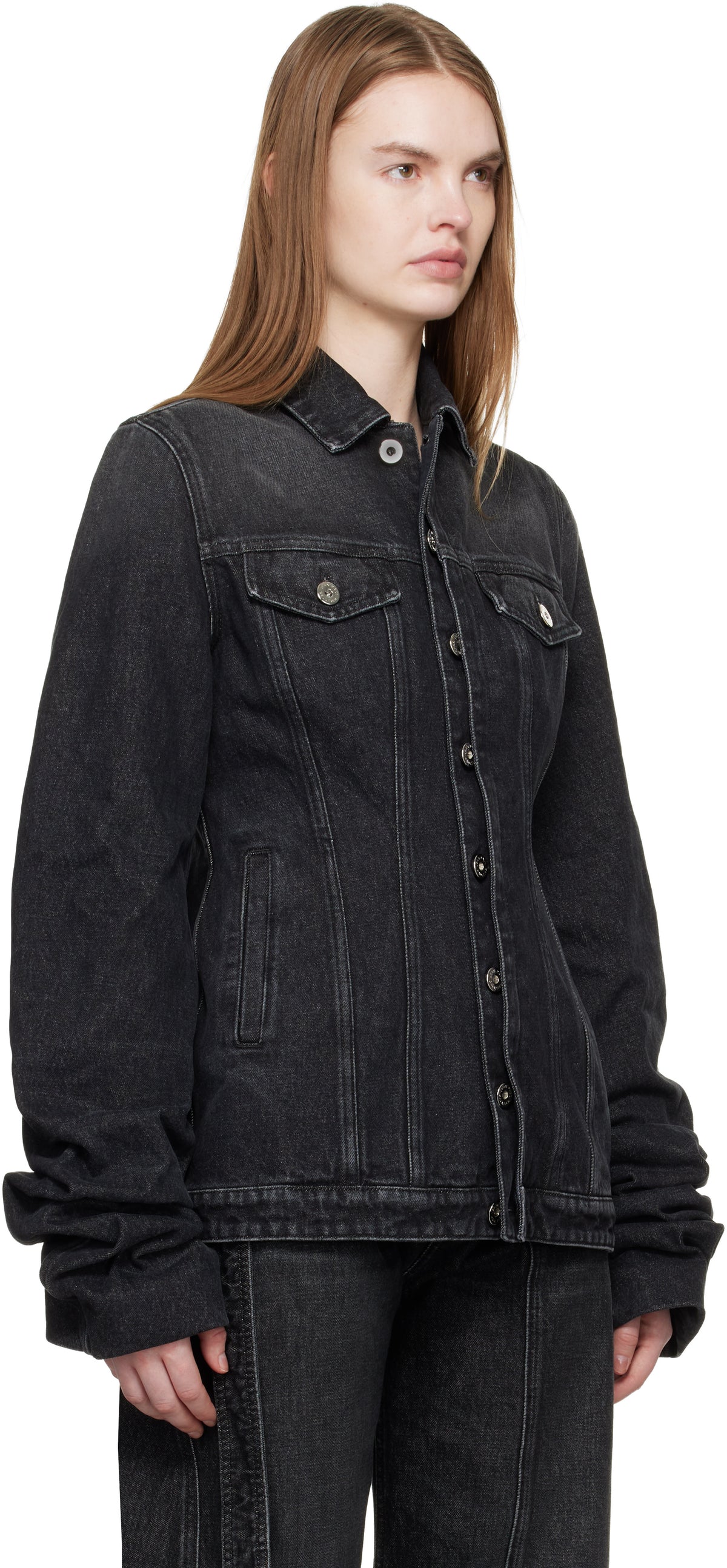 Fitted Jacket With Oversized Sleeves - Vintageblack