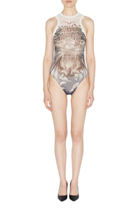 Body imprimé en tulle - White & Black