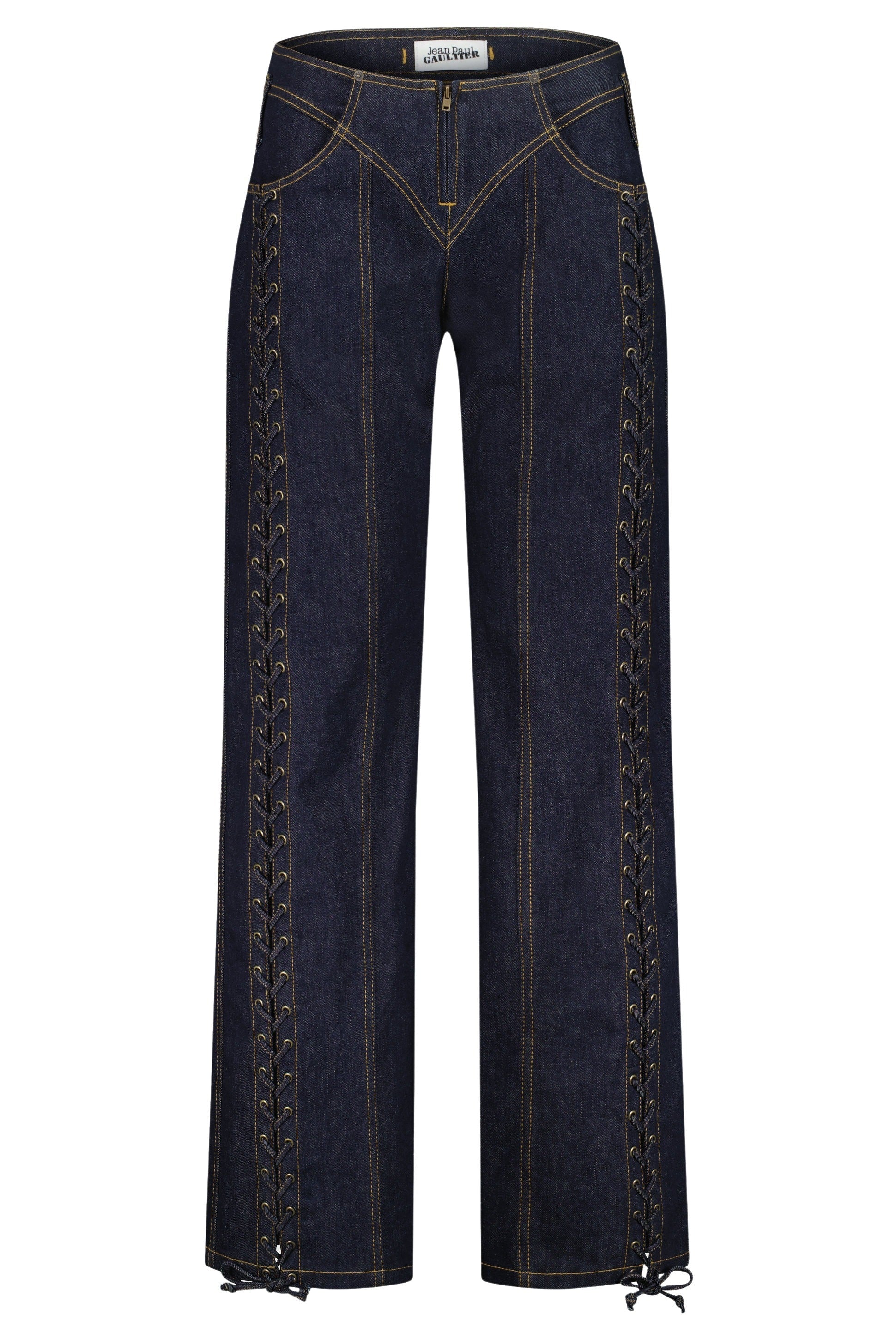 Pantalon Flower à lacets en denim - Indigo