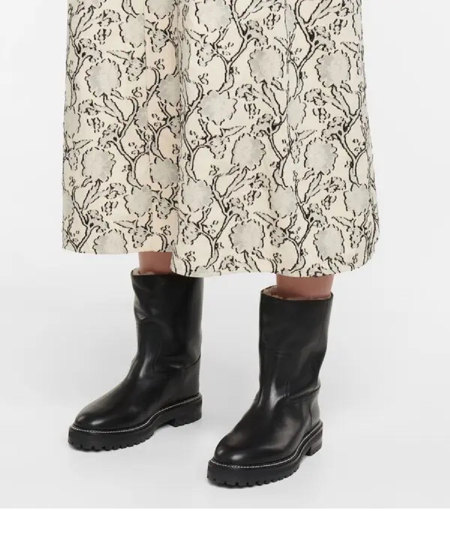 Yari leather boots with shearling lining - Black & Natural