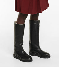 Bottes Yomi en cuir avec doublure shearling - Black & Natural
