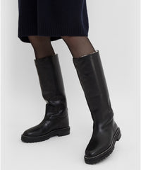 Bottes Yomi en cuir avec doublure shearling - Black & Natural