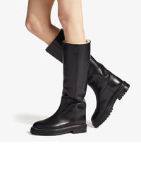 Bottes Yomi en cuir avec doublure shearling - Black & Natural