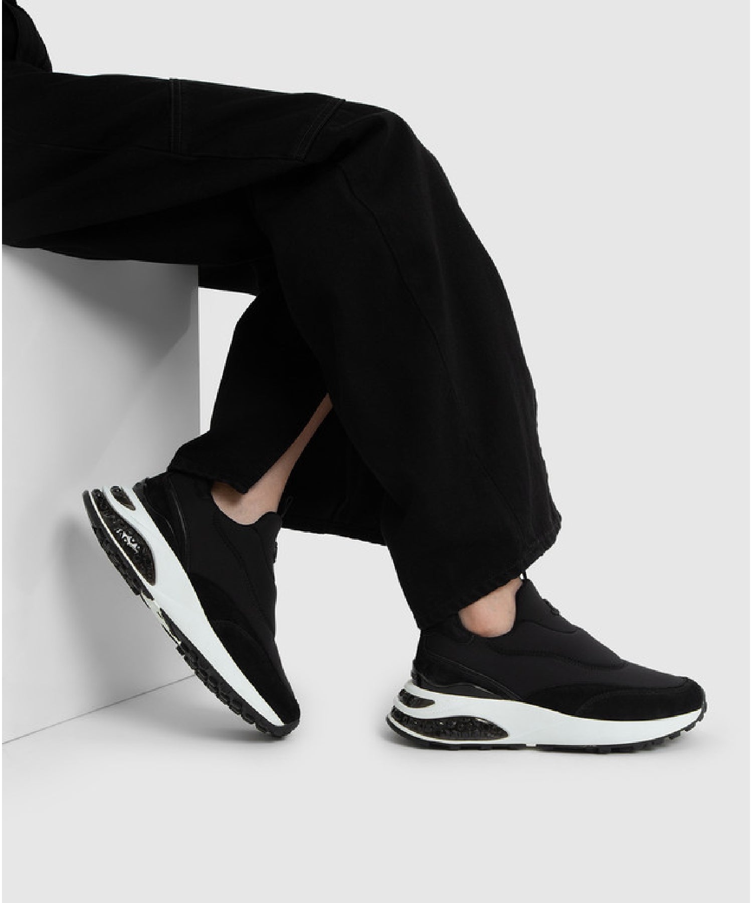 Sneakers Memphis en néoprène et cuir mix - Black Mix