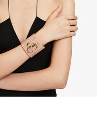 Acrylic cuff bracelet with logo - Black & Crystal