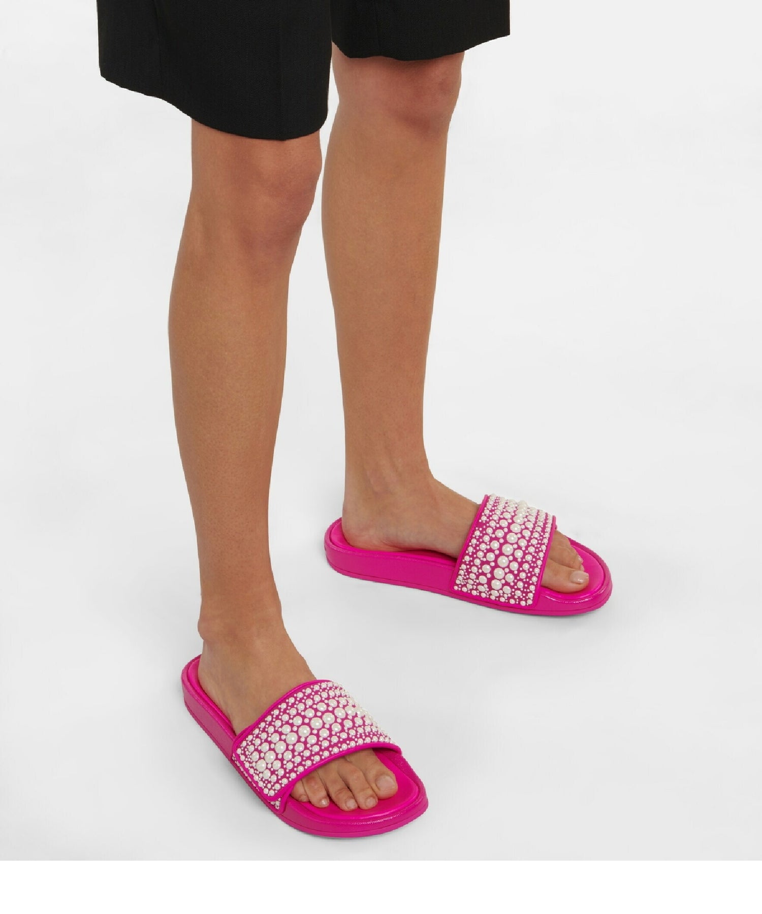 Sandales Fitz en toile et cuir à perles - Fuchsia