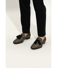 Foxley loafers in monogrammed JC lurex and leather - Black & Gold