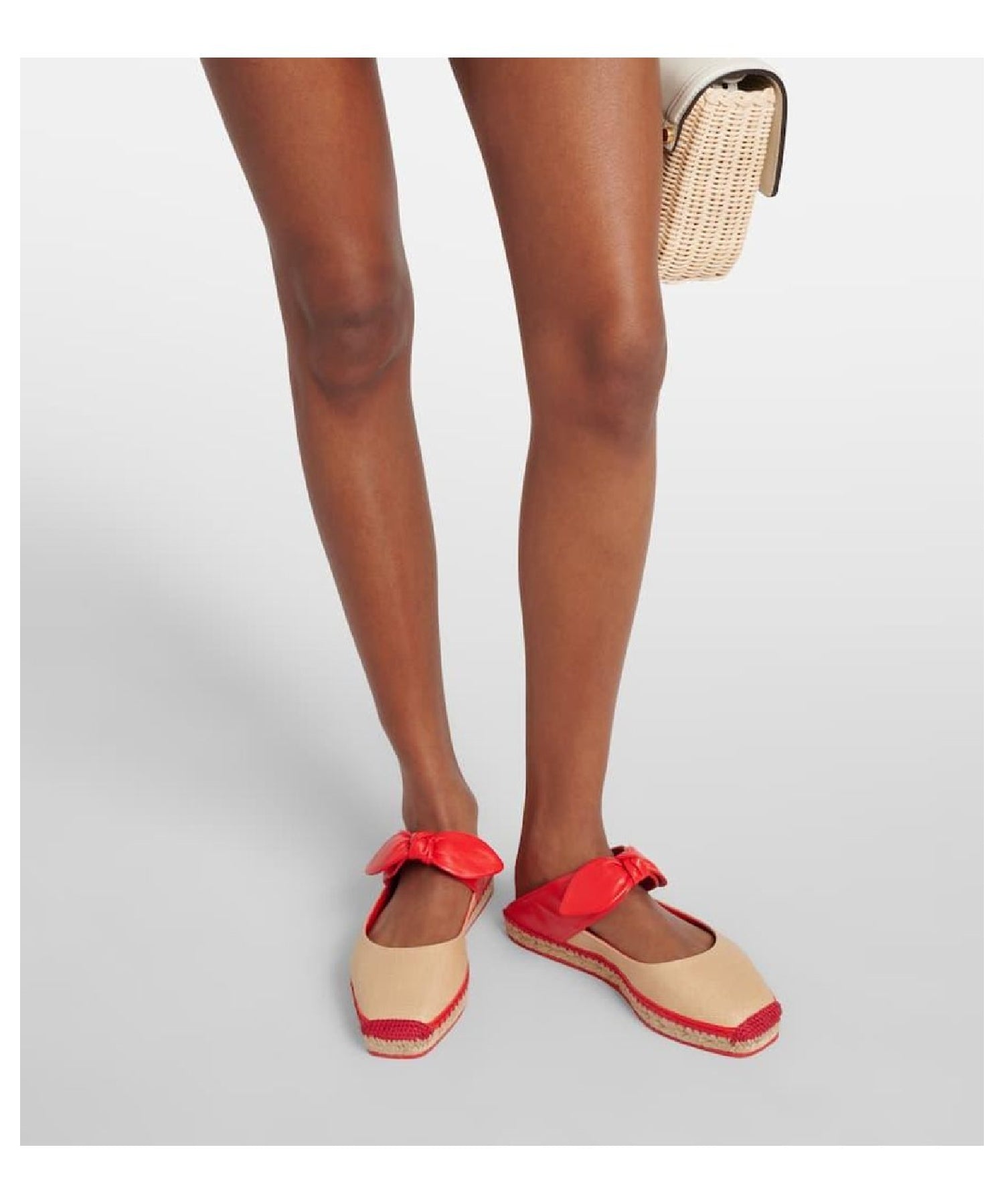 Ballerines Reka plates en raphia et cuir - Paprika & Natural
