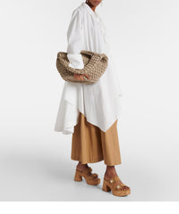 Mules Fayence compensées 95 en daim velours - Rattan