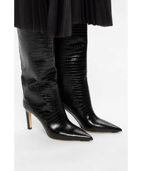 Bottes Mavis 85 en cuir embossé à croco - Sand