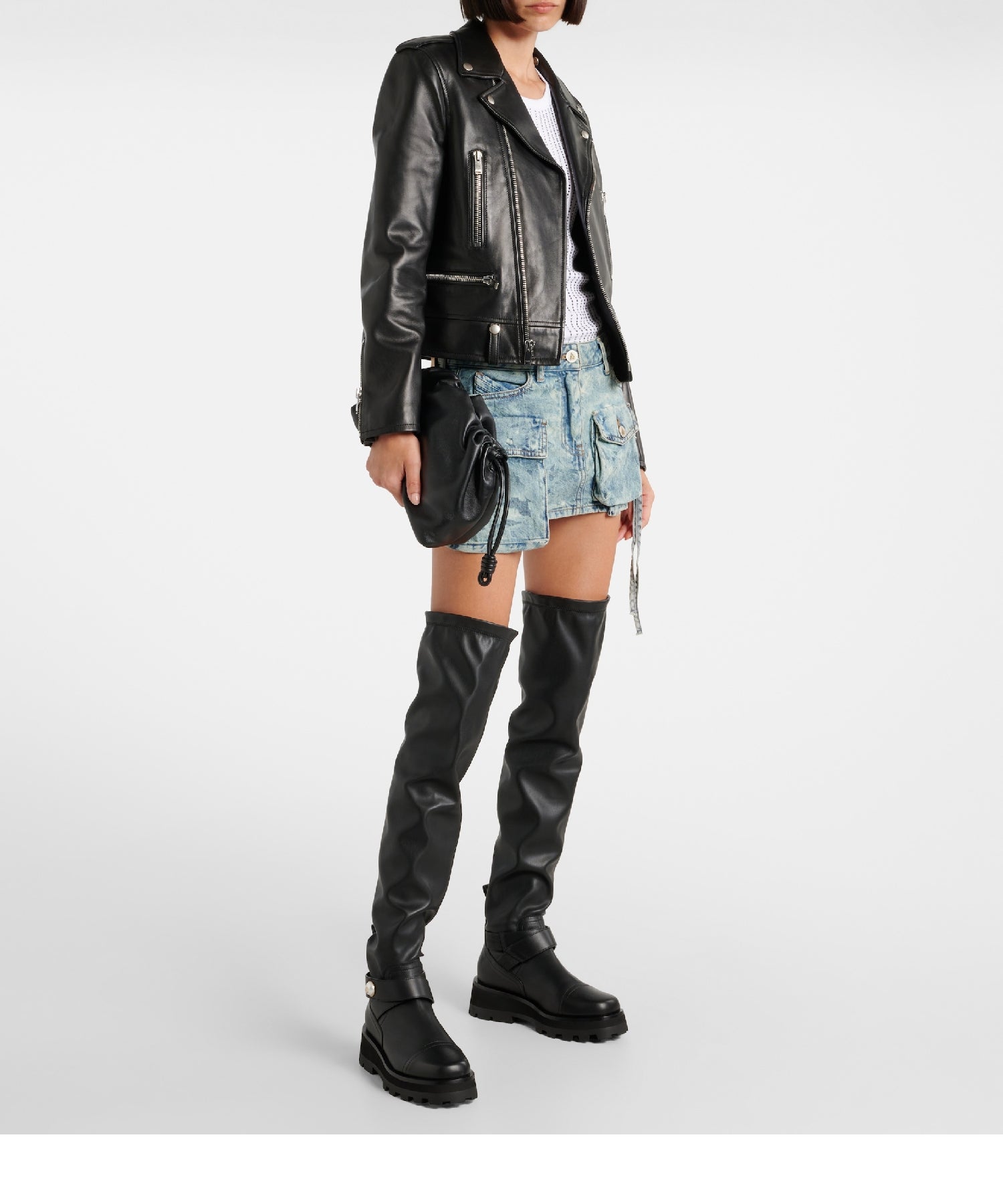 Cuissardes Meena en cuir - Black