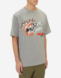 T-shirt ample avec typographie - Grey Melange