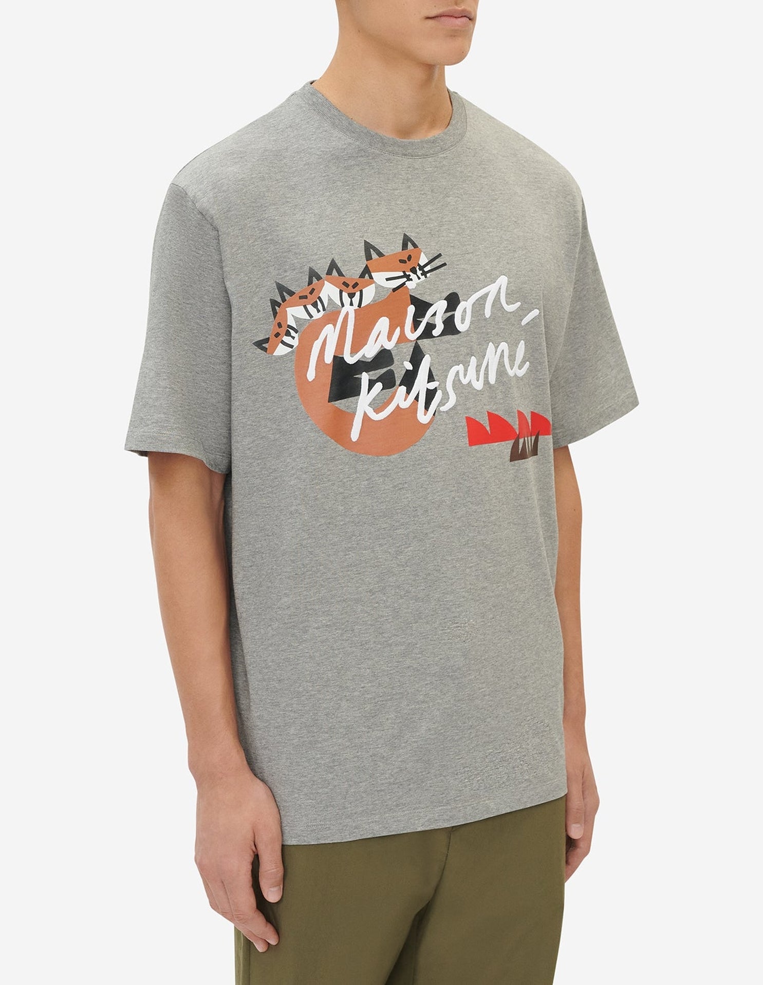 T-shirt ample avec typographie - Grey Melange