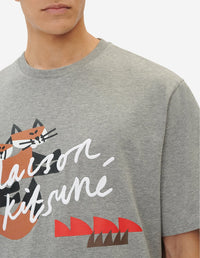 T-shirt ample avec typographie - Grey Melange