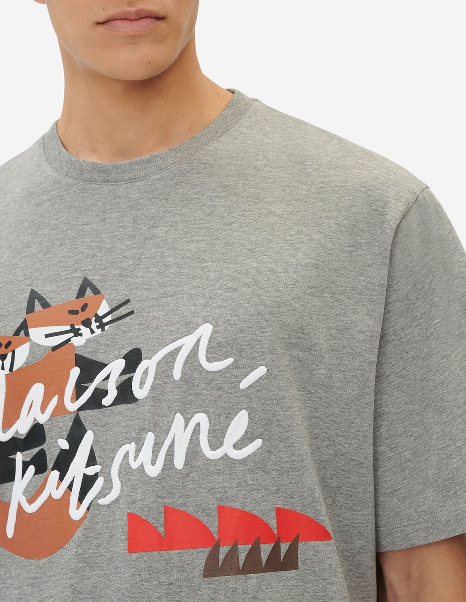 T-shirt ample avec typographie - Grey Melange