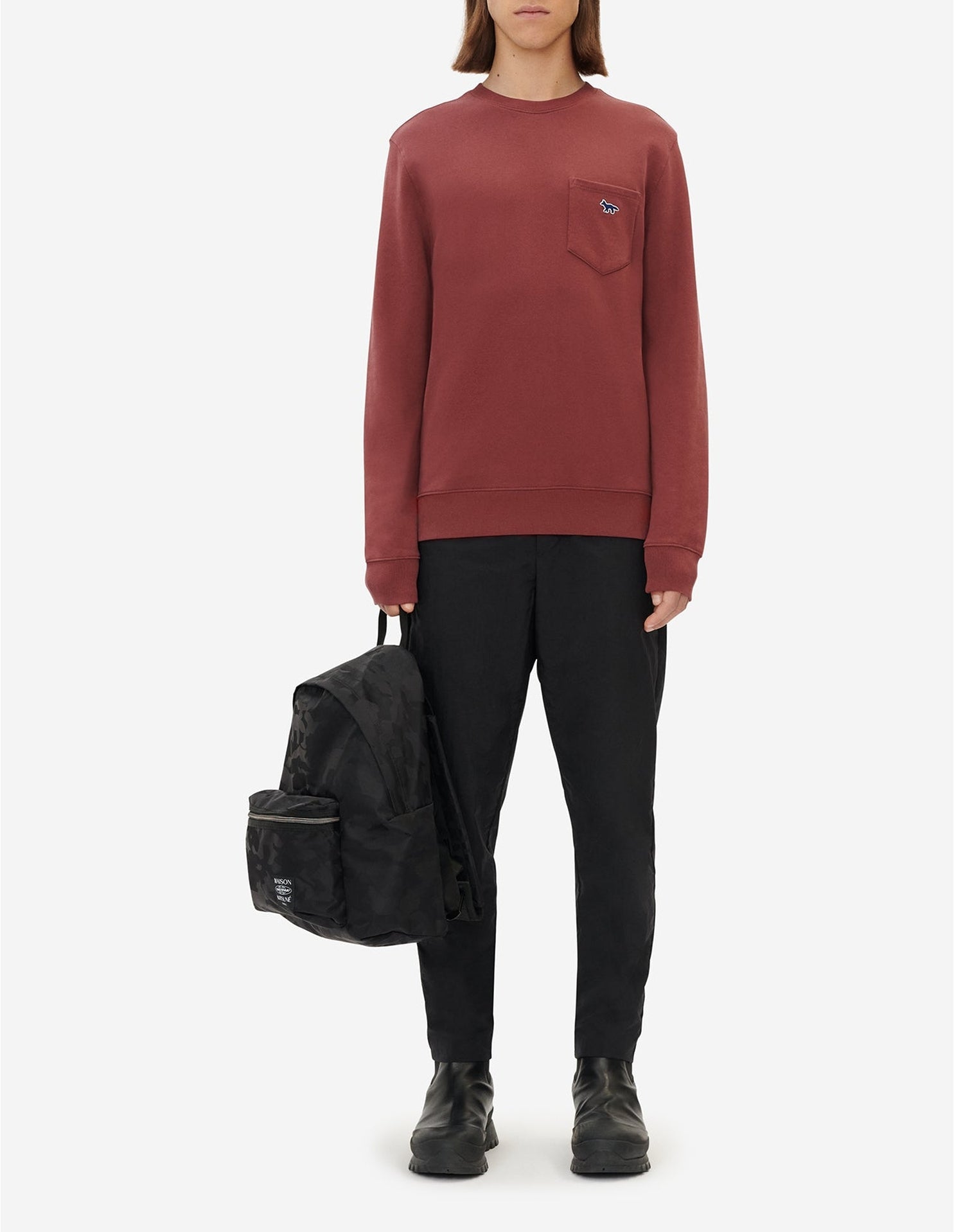 Sweatshirt manches longues à poche - Wine Lees Melange