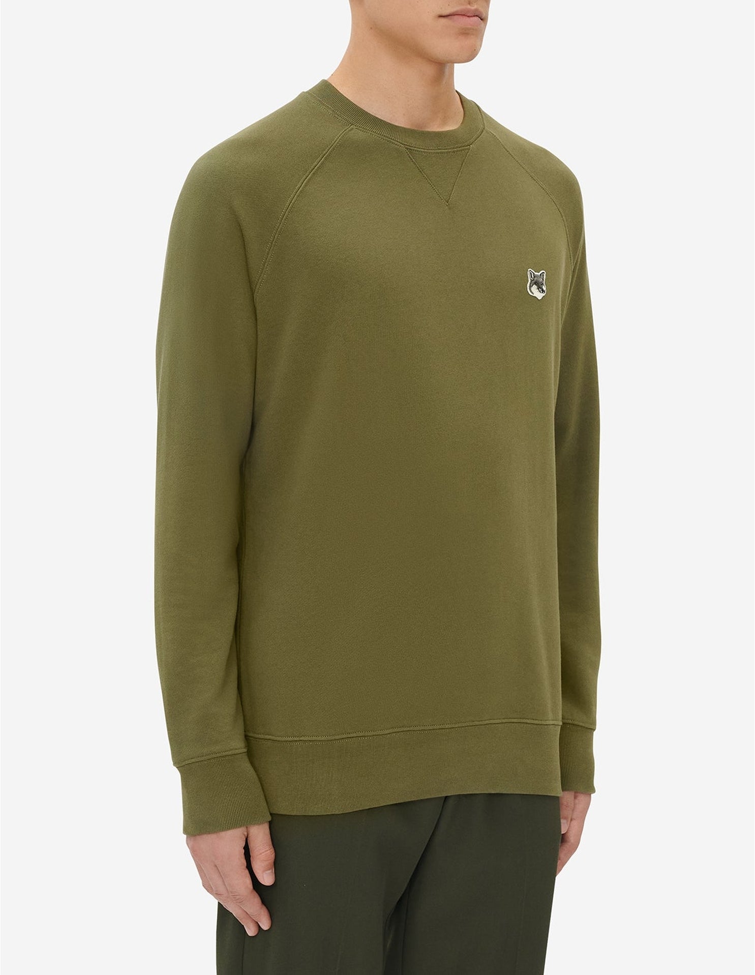 Sweatshirt à col rond avec écusson - Khaki Grey