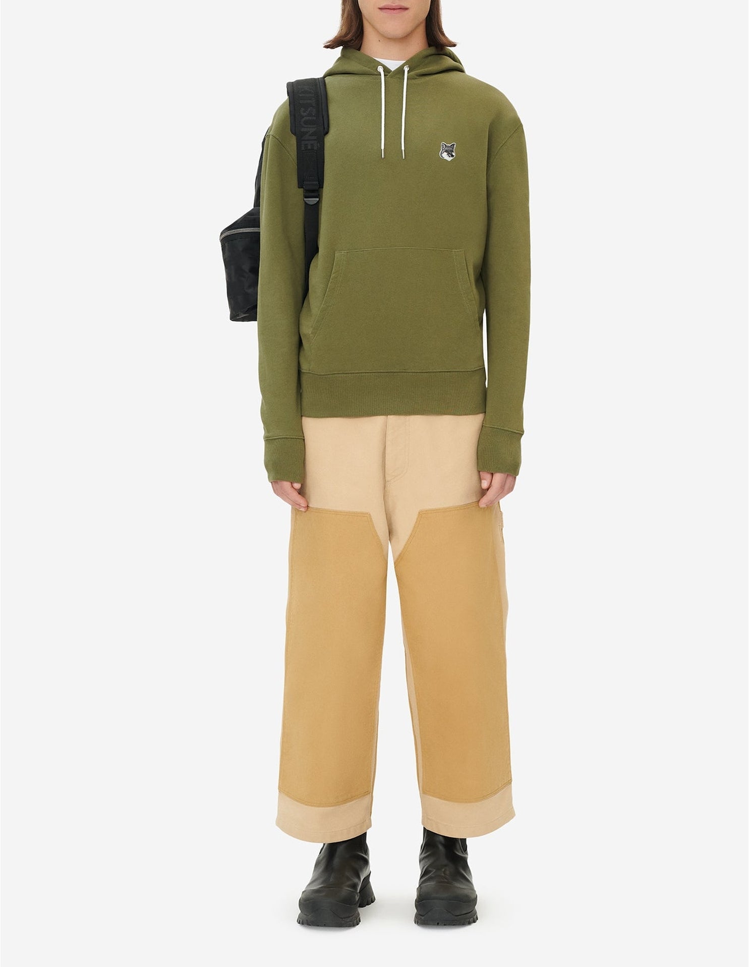 Sweat à capuche avec écusson - Khaki Grey