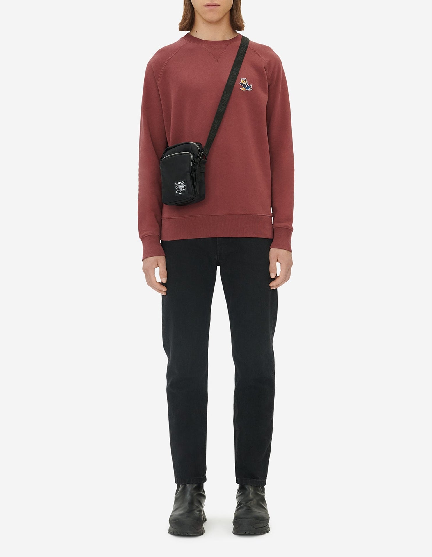 Sweatshirt à col rond avec impression - Wine Lees