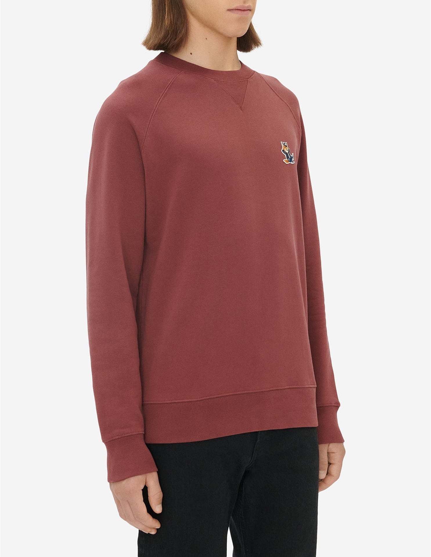 Sweatshirt à col rond avec impression - Wine Lees