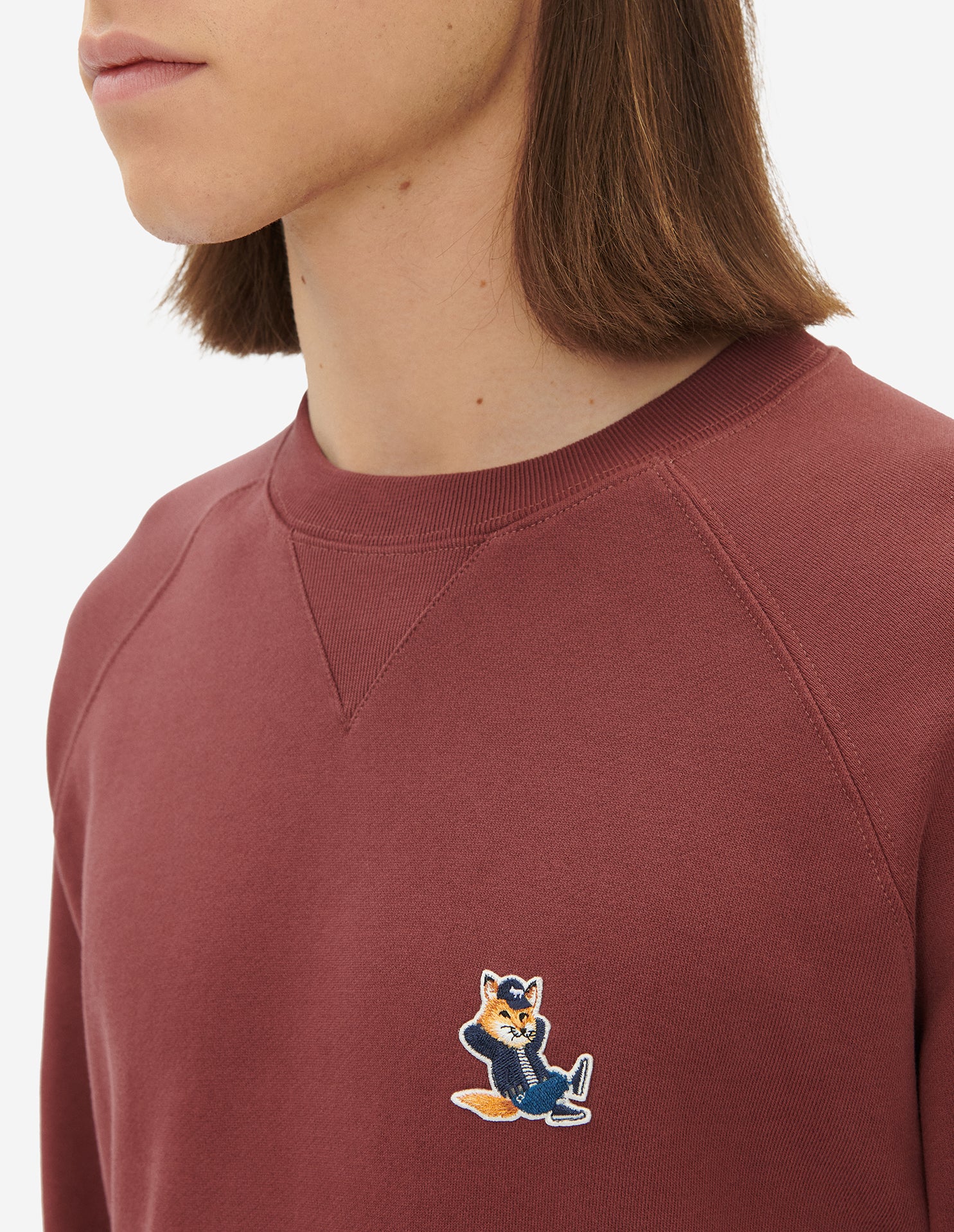 Sweatshirt à col rond avec impression - Wine Lees