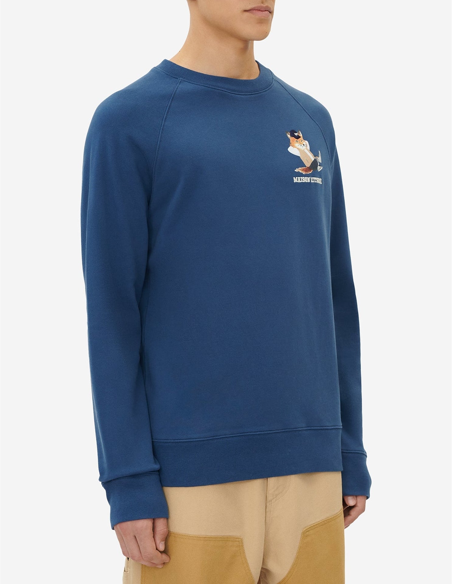 Sweatshirt à col rond avec impression - Blue Denim