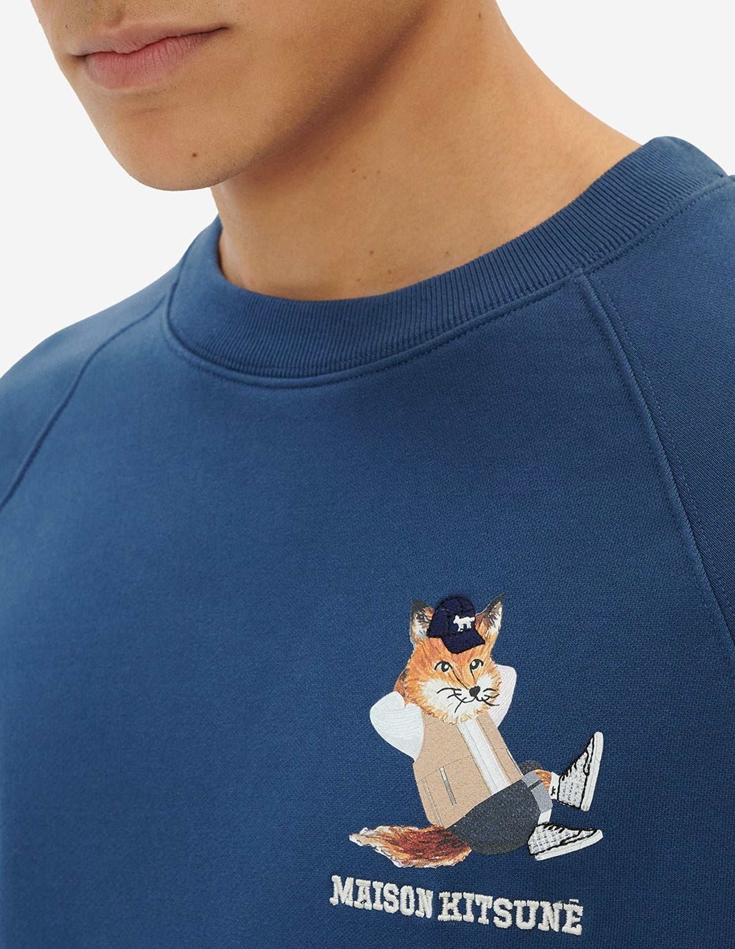 Sweatshirt à col rond avec impression - Blue Denim