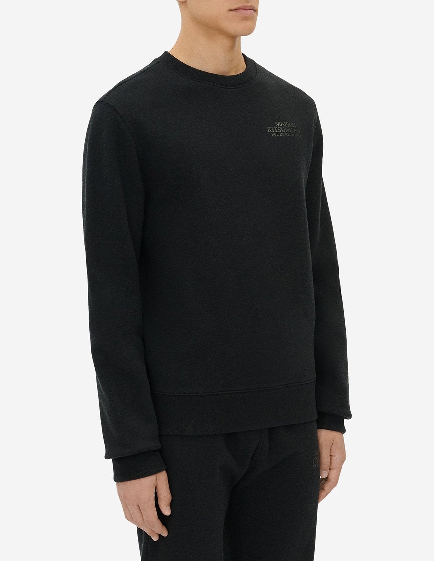Sweatshirt à col rond avec impression - Black