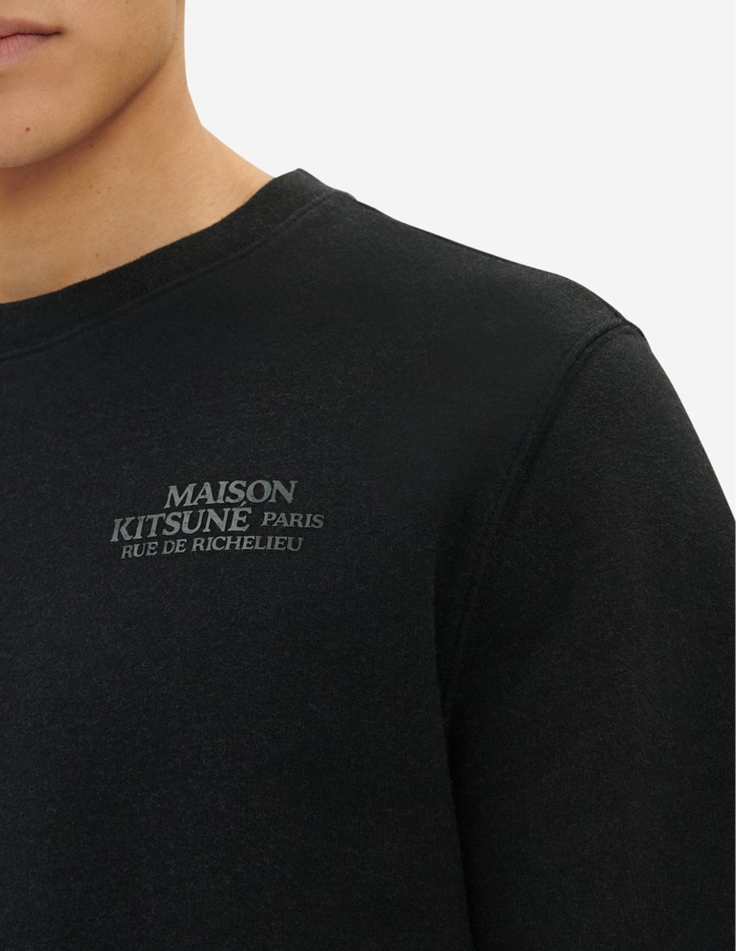 Sweatshirt à col rond avec impression - Black