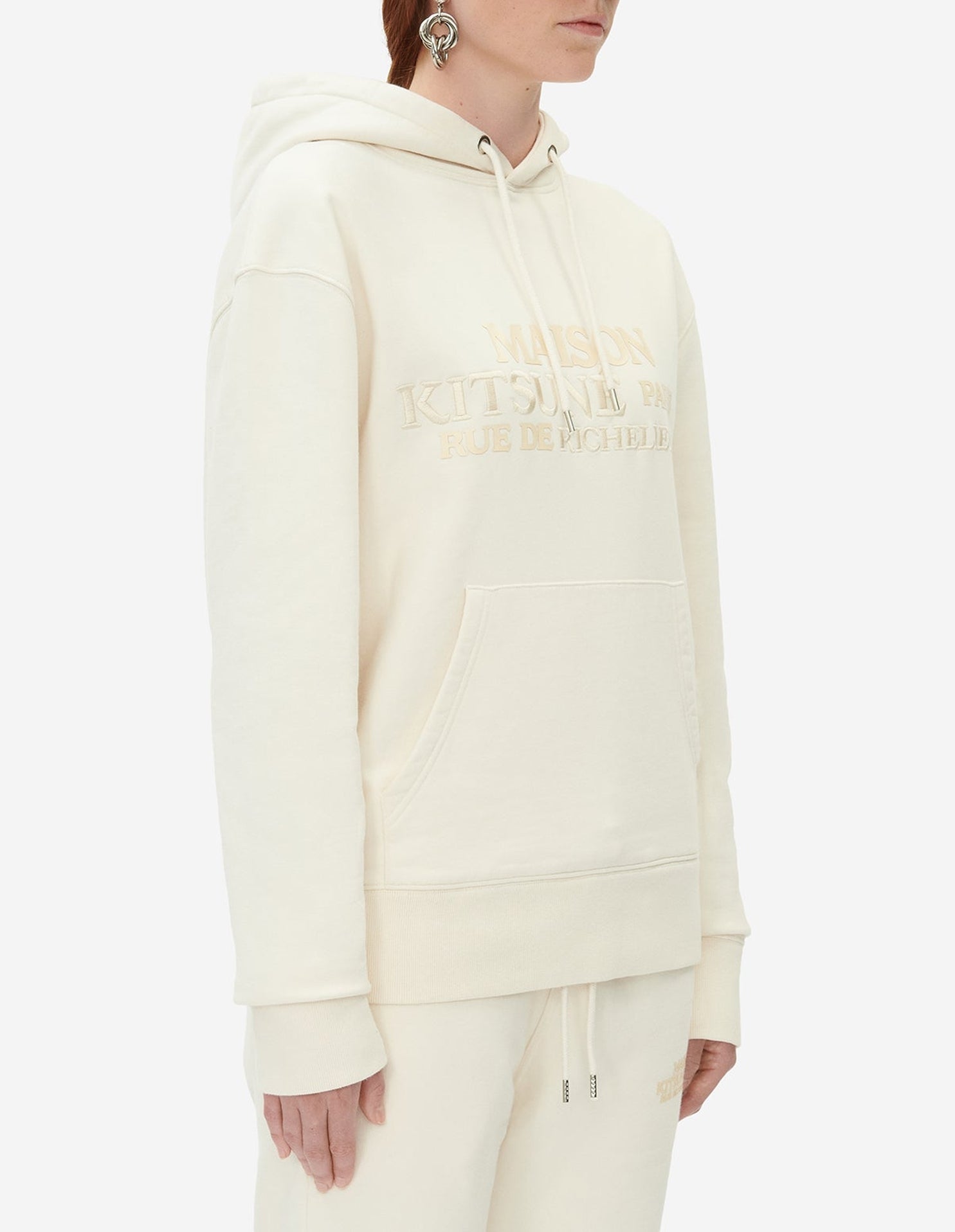 Sweat à capuche avec impression - Ecru