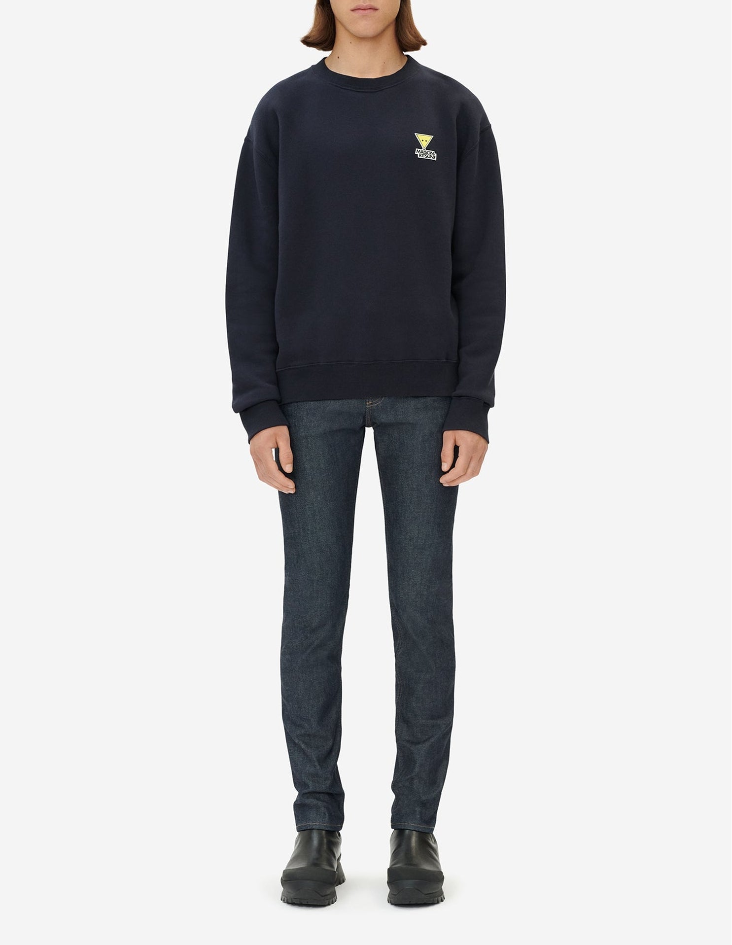 Sweatshirt à col rond avec écusson - Dark Navy