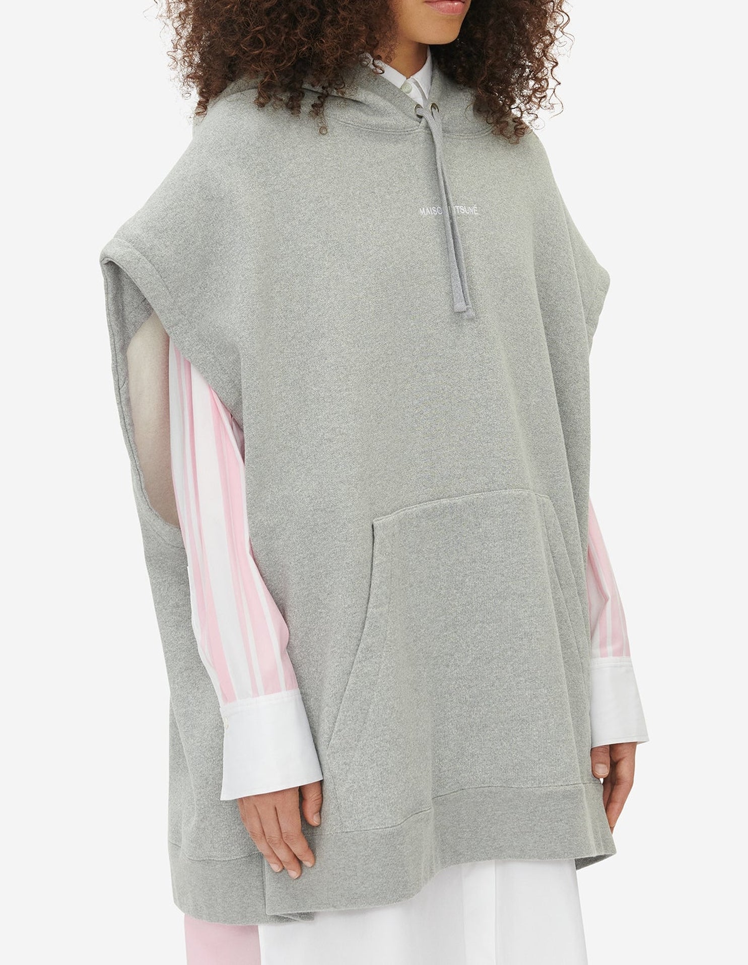 Sweat à capuche oversize à capuche sans manches - Light Grey Melange