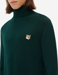 Pull à col roulé avec écusson en laine - Deep Green