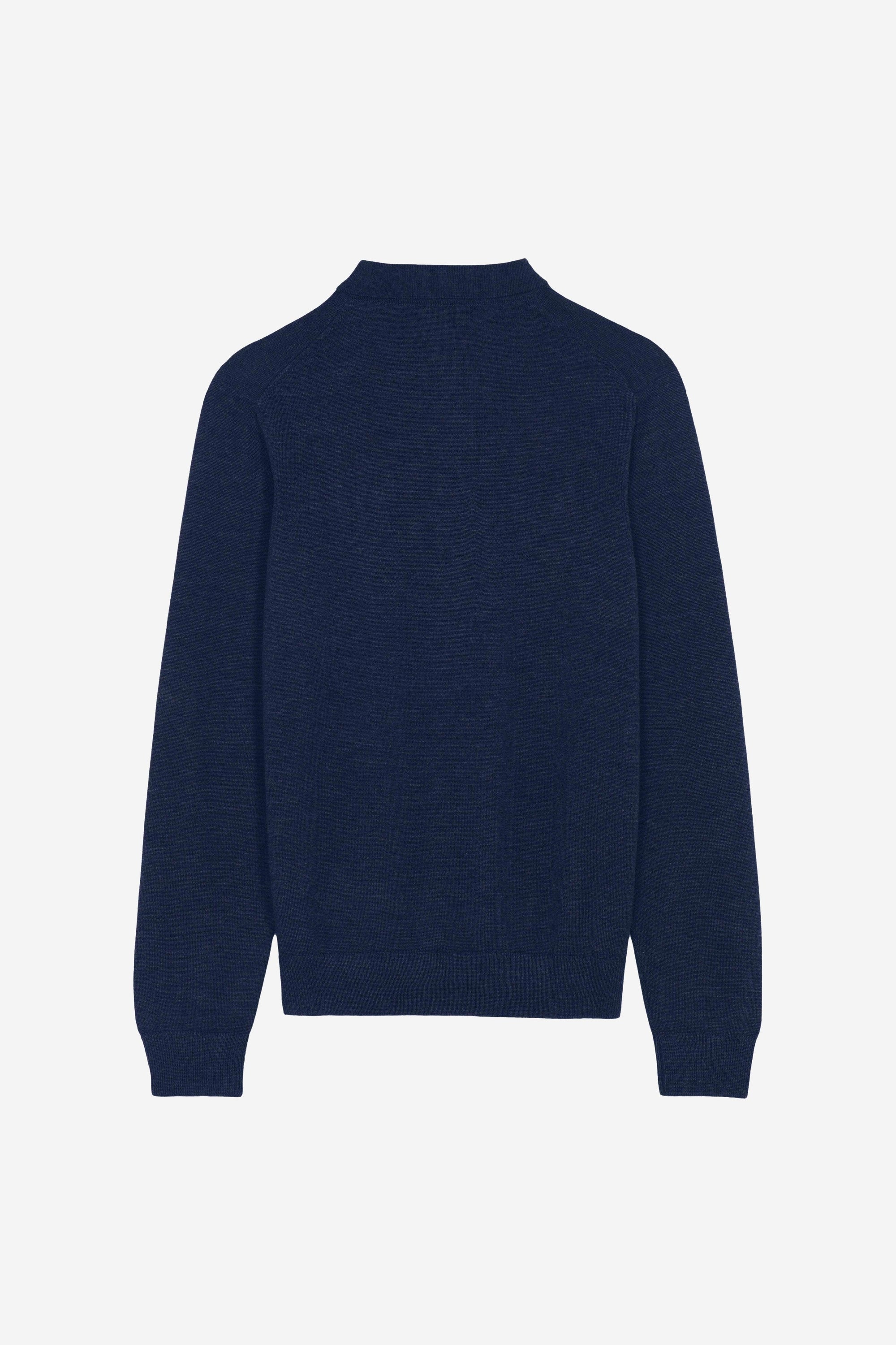 Long-sleeved polo shirt with wool crest - Navy