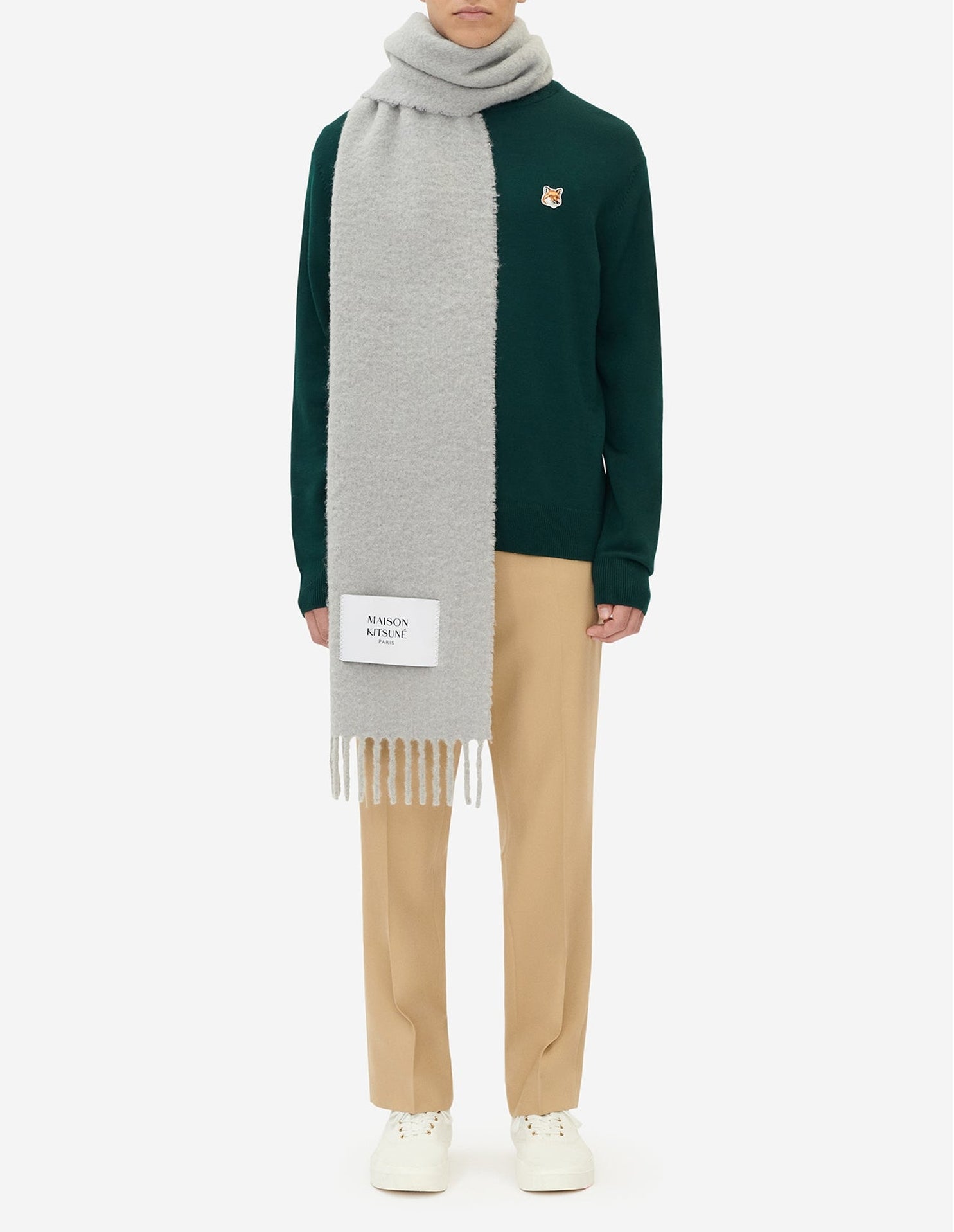 Pull à manches longues avec écusson en laine - Deep Green