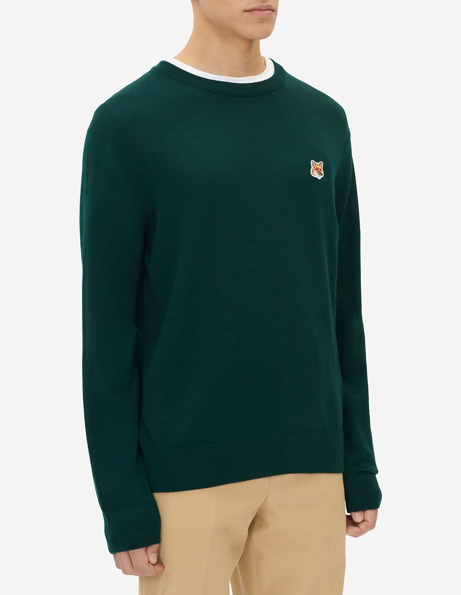 Pull à manches longues avec écusson en laine - Deep Green