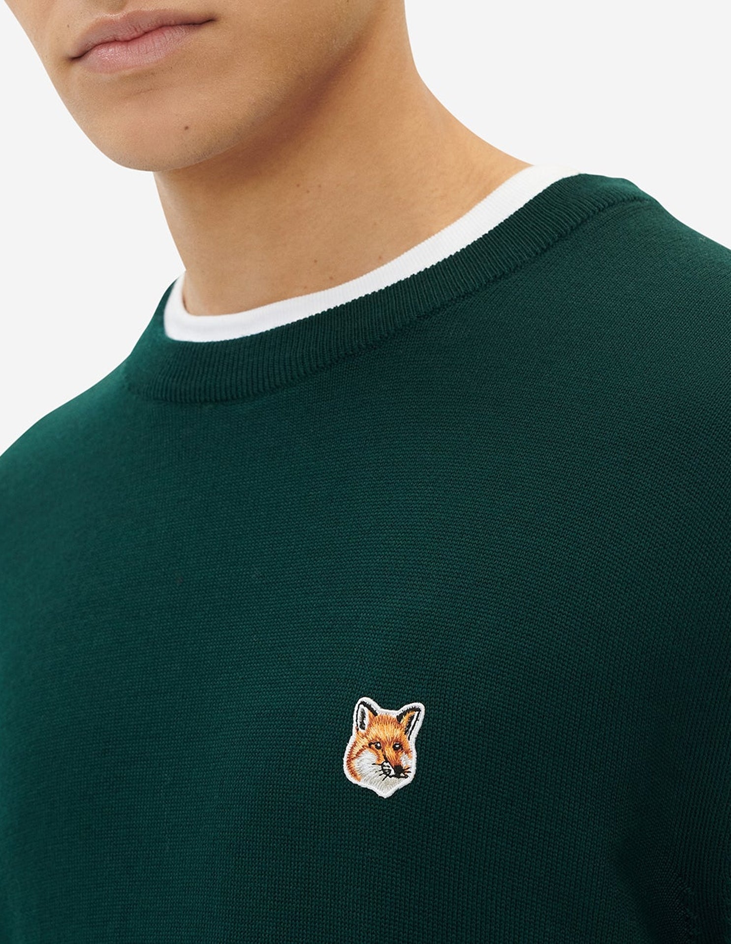 Pull à manches longues avec écusson en laine - Deep Green